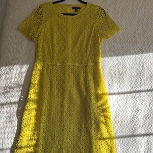 Lands' End Vibrant Yellow Lace Midi Dress